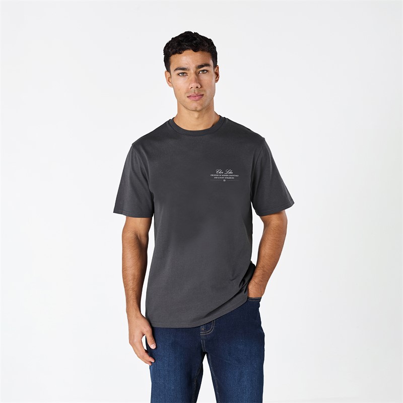 Closure London Mens Closure Relaxed Vintage Cherry T-Shirt Charcoal