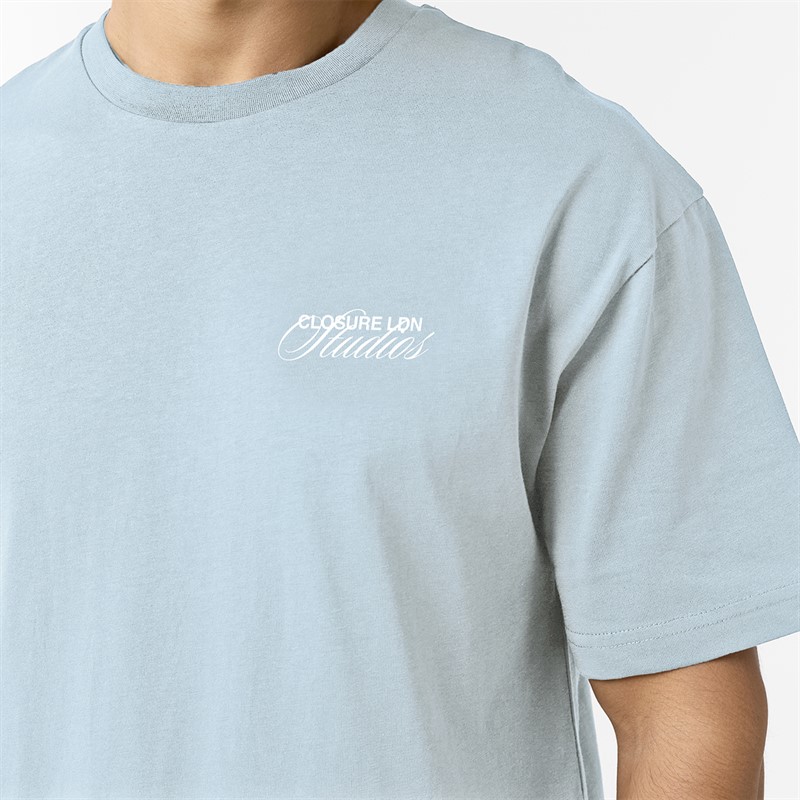Closure London Mens Relaxed Strawberry T-Shirt Sky Blue