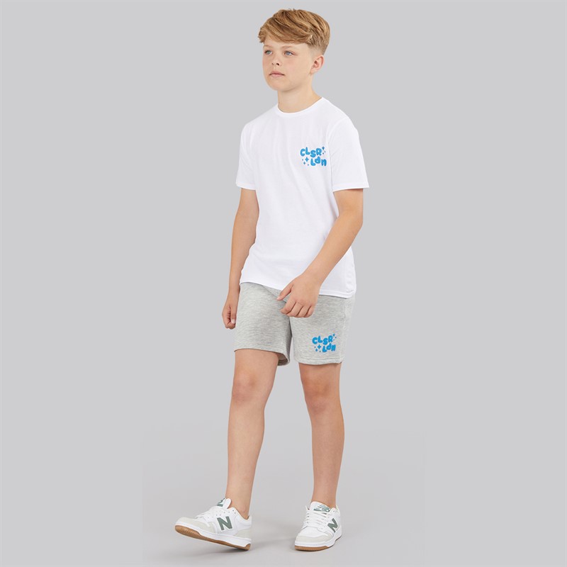 Closure London Boys Lightening Day T-Shirt And Shorts Set White/Grey Marl