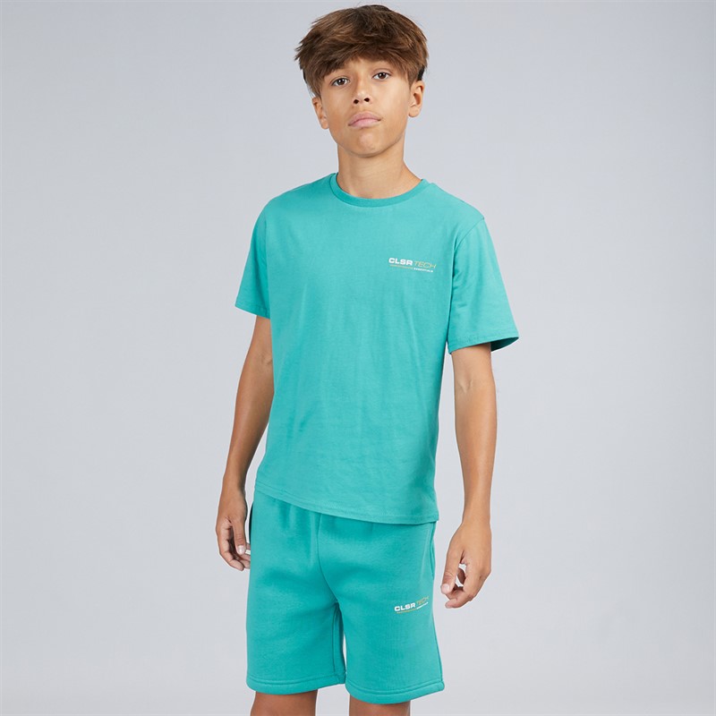 Closure London Boys Tech Mountain T-Shirt And Shorts Set Teal