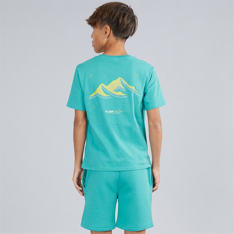 Closure London Boys Tech Mountain T-Shirt And Shorts Set Teal