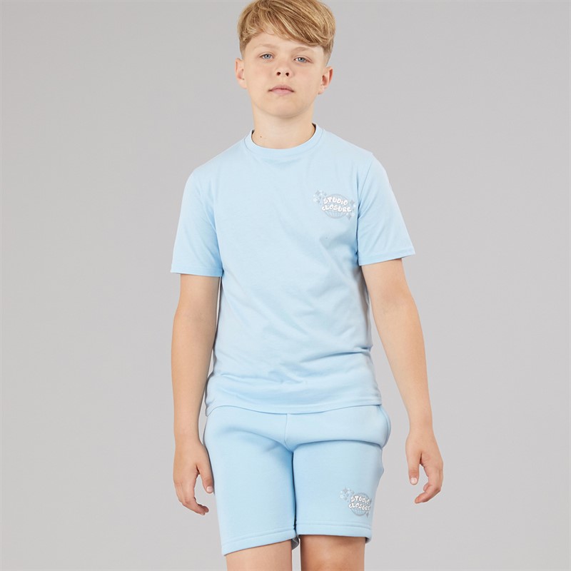Closure London Boys Scribble Worldwide T-Shirt And Shorts Set Sky Blue