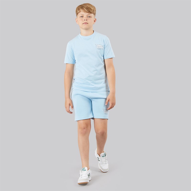 Closure London Boys Scribble Worldwide T-Shirt And Shorts Set Sky Blue