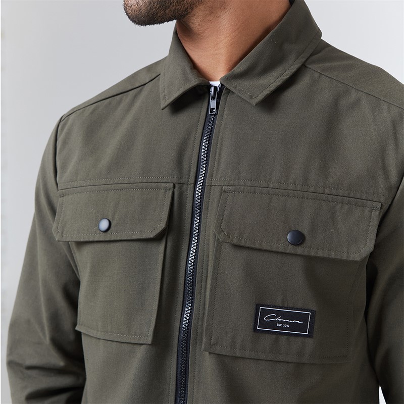 Closure London Mens Utility Overshirt Khaki 013
