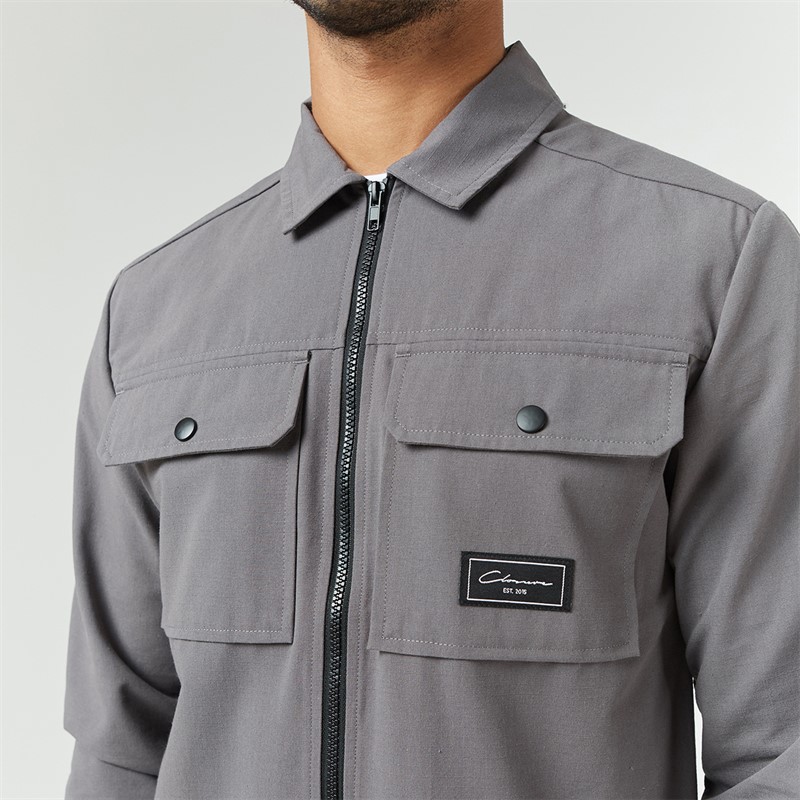 Closure London Mens Utility Overshirt Charcoal 005