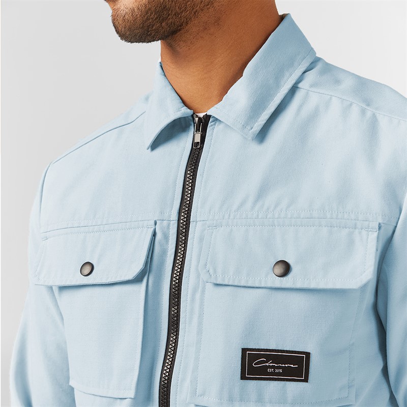 Closure London Mens Utility Overshirt Light Blue 030