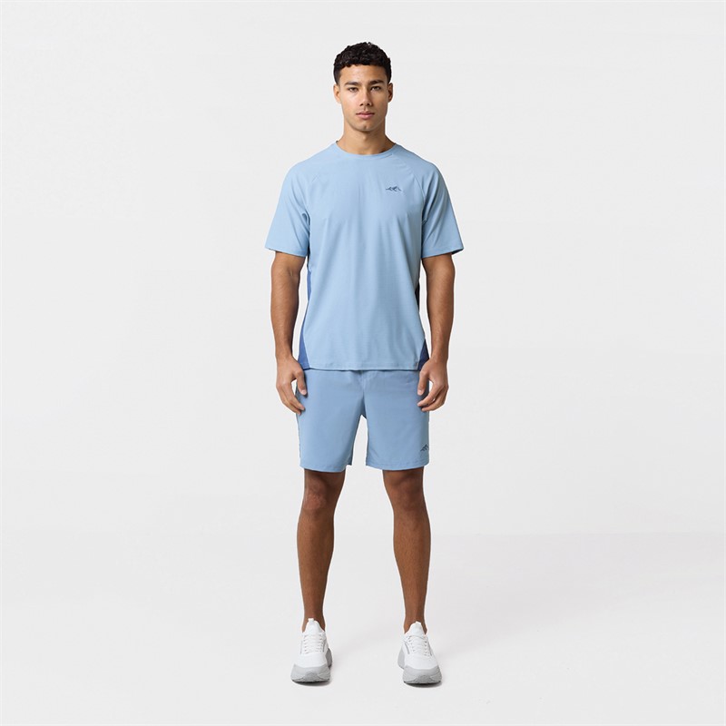 Closure London Mens Colourblock T-Shirt And Shorts Set Light Blue