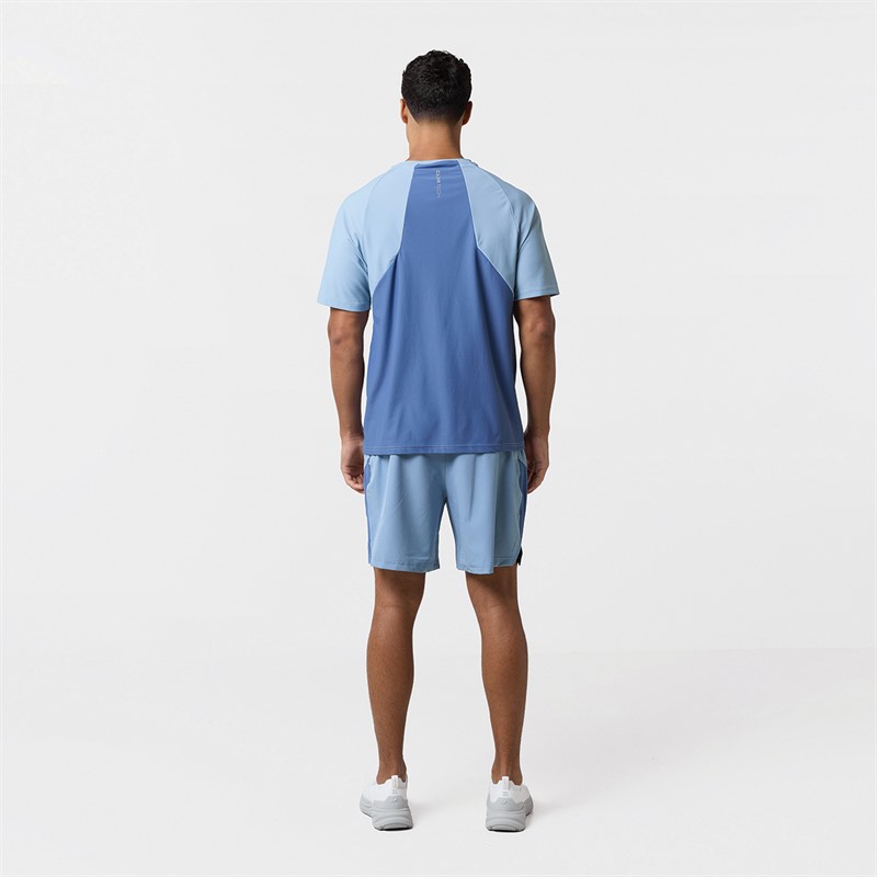 Closure London Mens Colourblock T-Shirt And Shorts Set Light Blue
