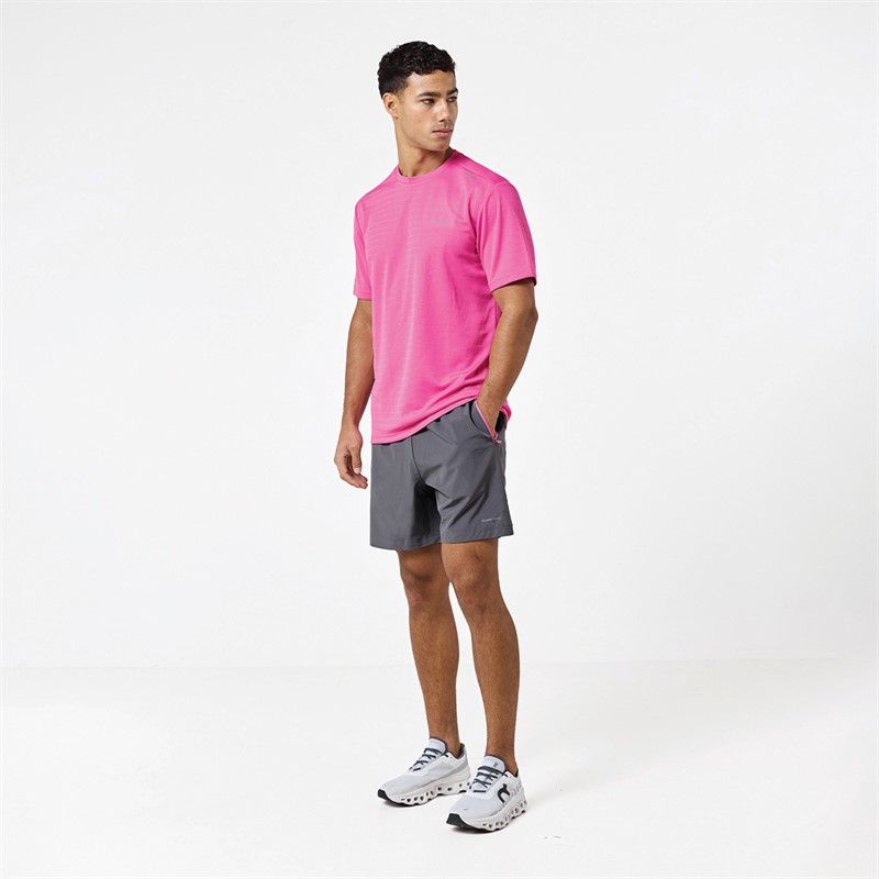 Closure London Mens Poly T-Shirt And Shorts Set Pink/Charcoal