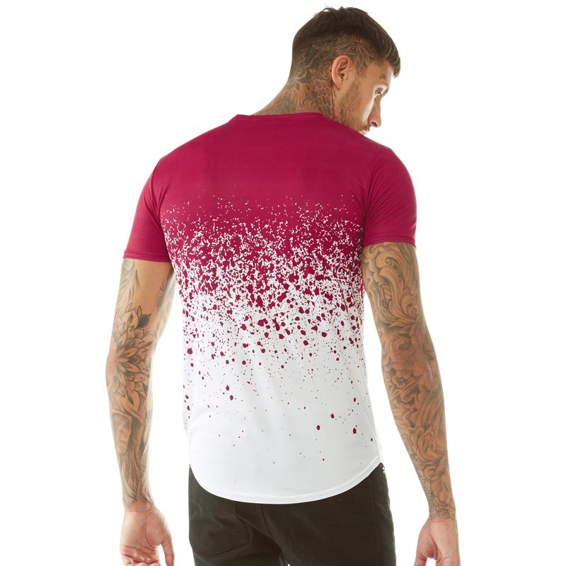 Closure London Mens Splatter Fade T-Shirt Burgundy