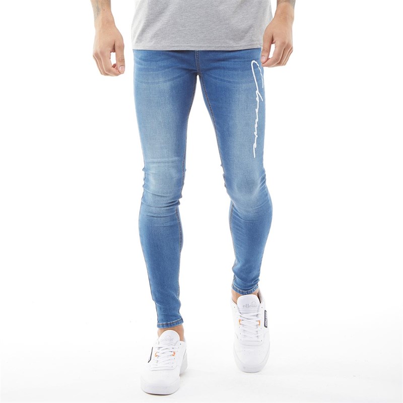Buy Closure London Mens Script Skinny Fit Jeans Mid Blue Wash