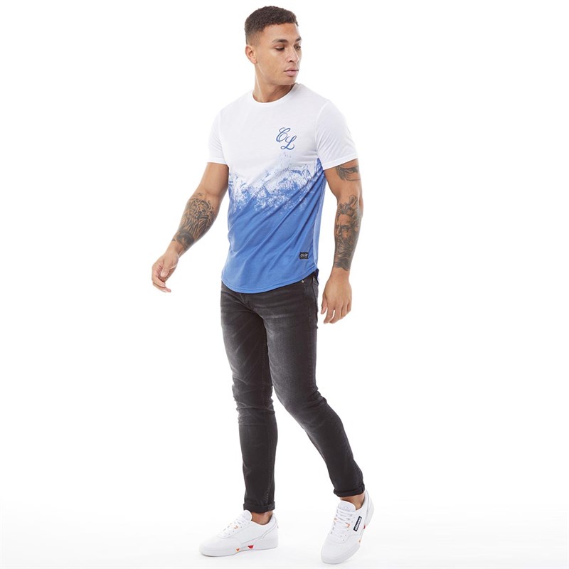 Closure London Mens Paint Stripe T-Shirt White/Purple