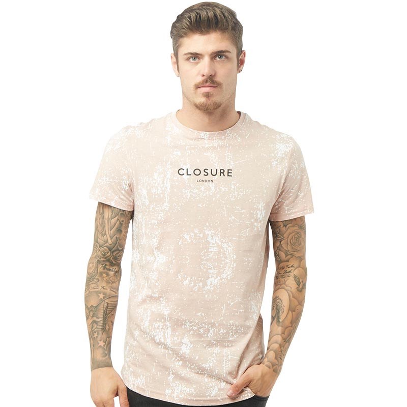 Buy Closure London Mens Distress TShirt Pink