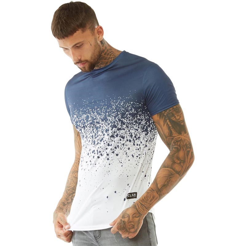 Closure London TeeShirt Splatter Fade Homme Bleu Marine