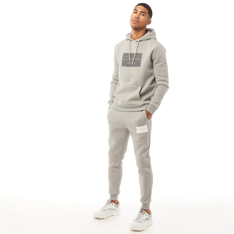 Closure London Mens Box Logo Joggers Grey Marl