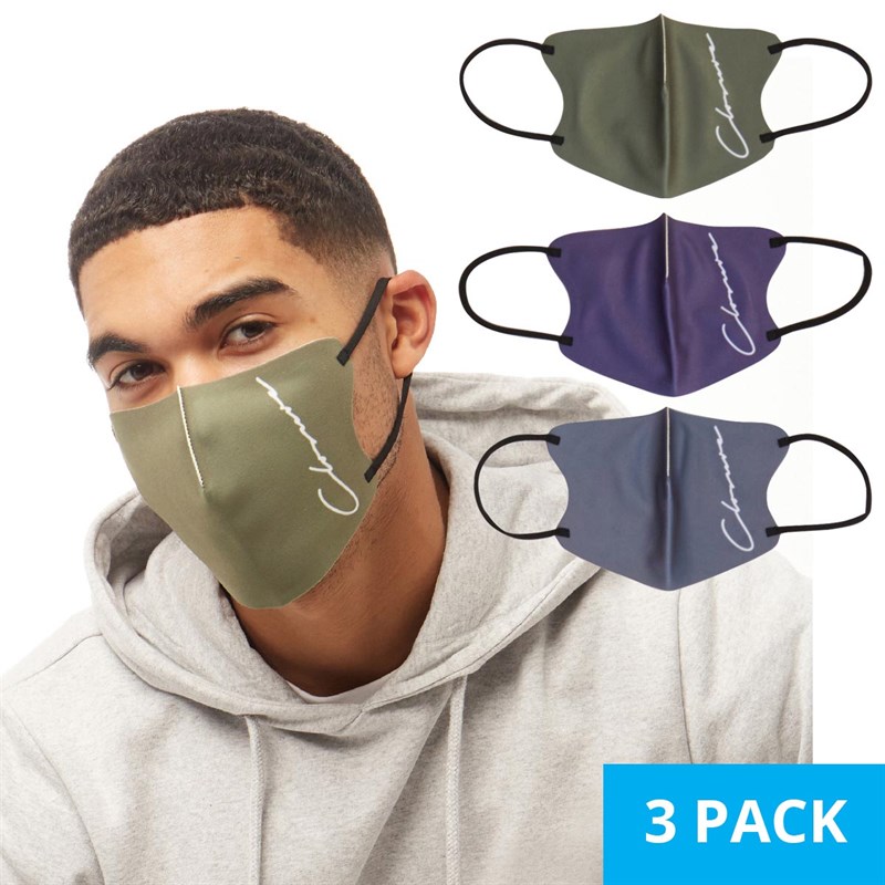 Buy Closure London Mens Three Pack Face Masks Navy/Charcoal/Khaki