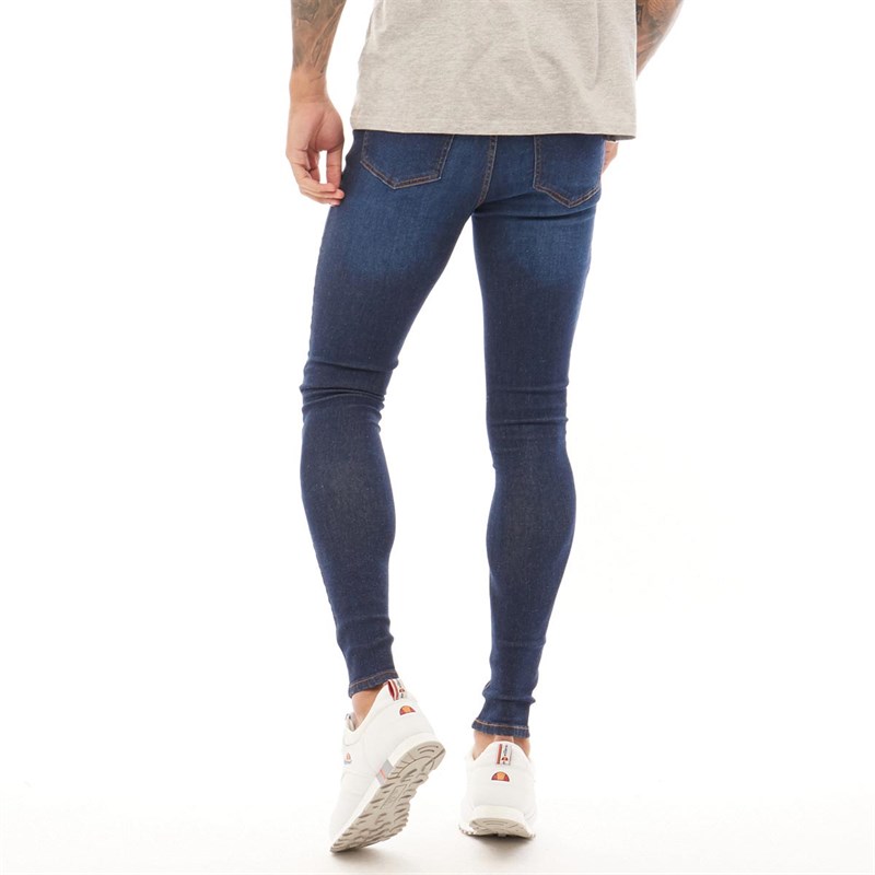 Closure London Mens Non-Ripped Skinny Jeans Indigo Wash
