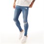 Closure London Mens Ripped Skinny Jeans Mid Blue Wash