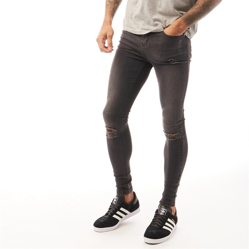 mens ripped grey skinny jeans