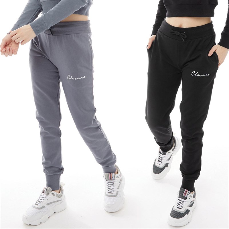 Closure London Junior GirLong Sleeve Two Pack Joggers Black/Grisaille Grey