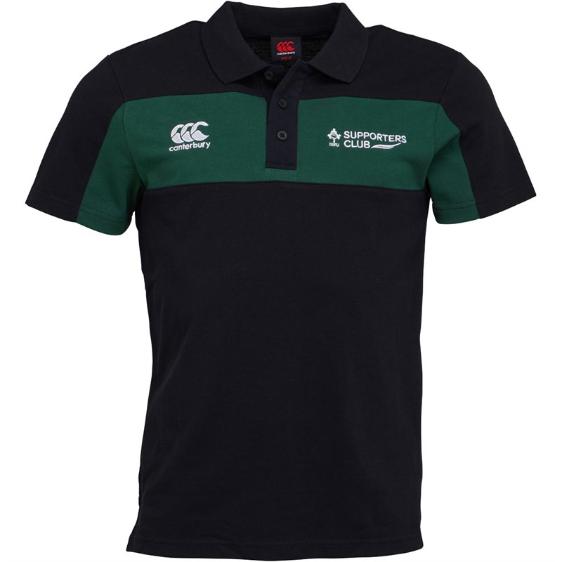 Buy Canterbury Mens Ireland Rugby Supporters Polo Black/Forest Green