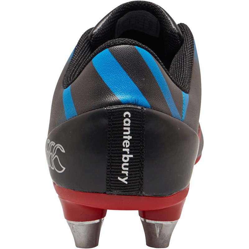 Buy Canterbury Junior Boys Stampede 2.0 SG Soft Ground Rugby Boots Black/Red/Blue Star