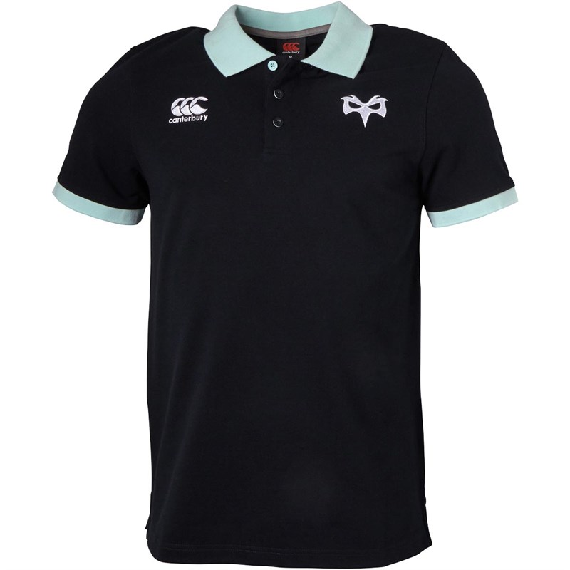 Canterbury Mens Ospreys Rugby Cotton Polo Black