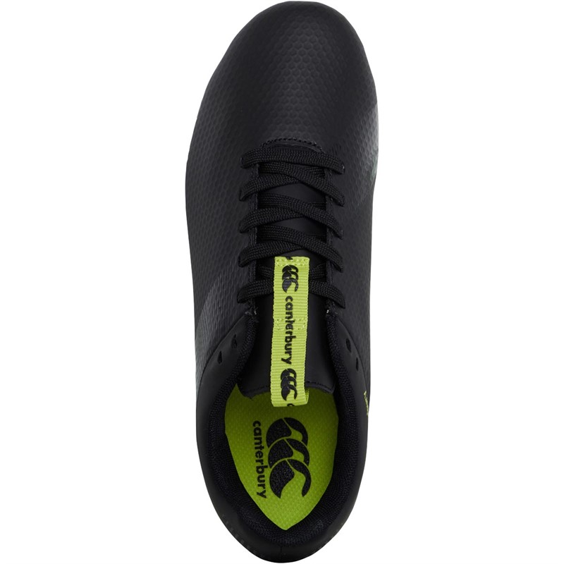 Canterbury Junior Boys Phoenix 3.0 Plus FG Firm Ground Rugby Boots Black/Green