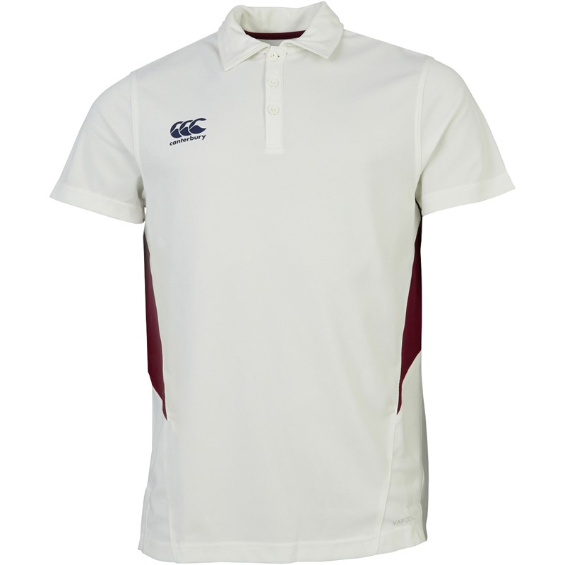 Canterbury Mens Cricket Polo Cream/Maroon