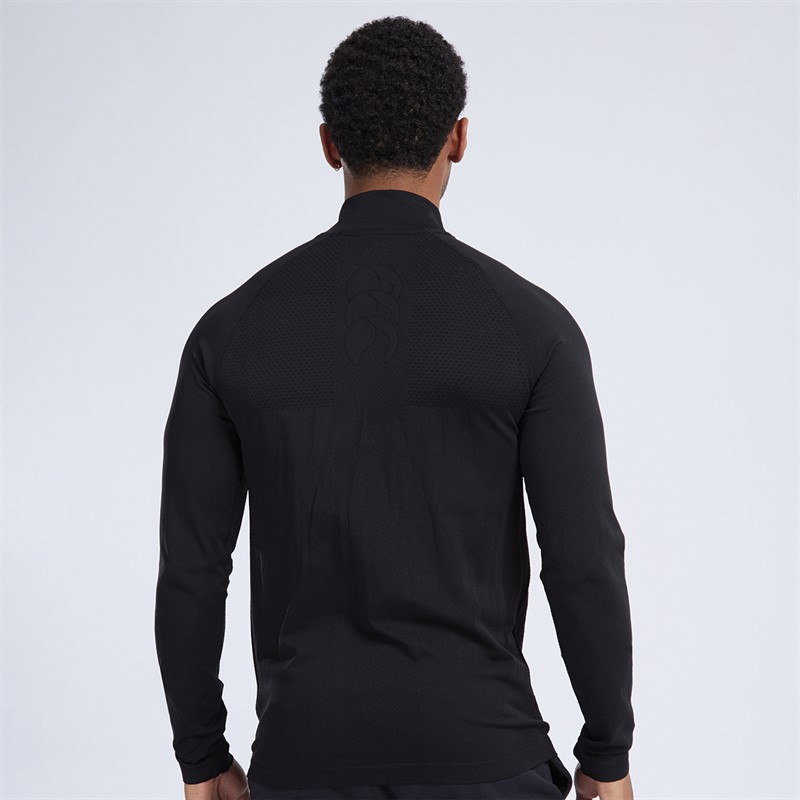 Canterbury Mens Vapodri Seamless Half Zip Top Black/Grey