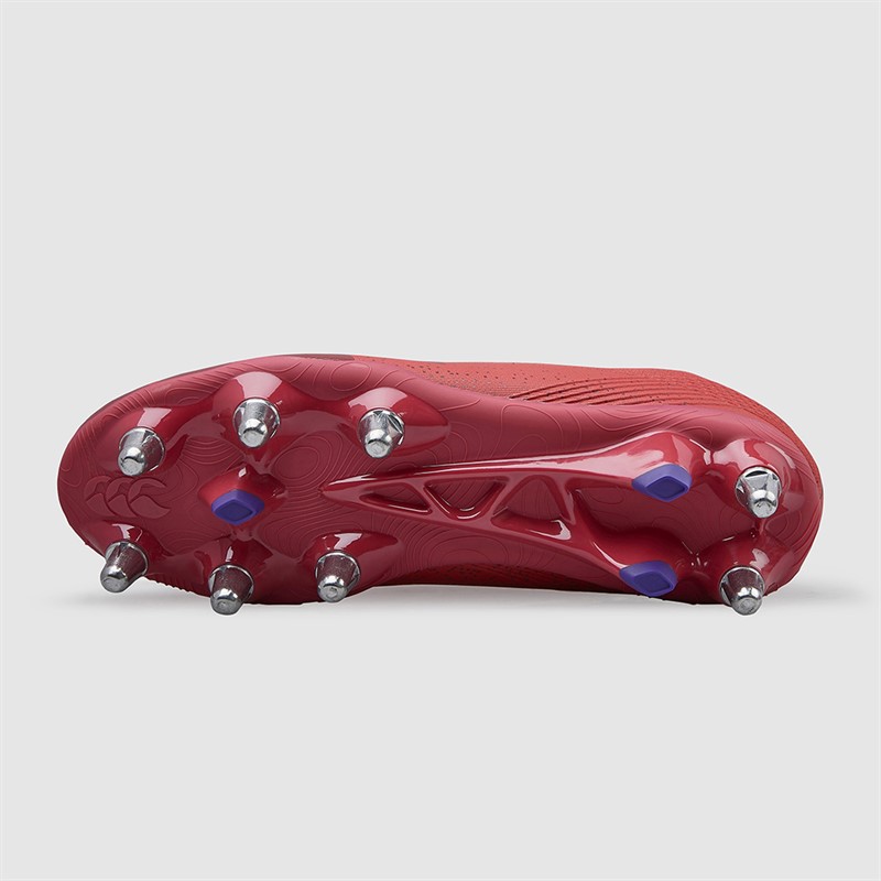 Canterbury Mens Stampede GRNDBRK Pro SG Soft Ground Rugby Boots Purple/Orange