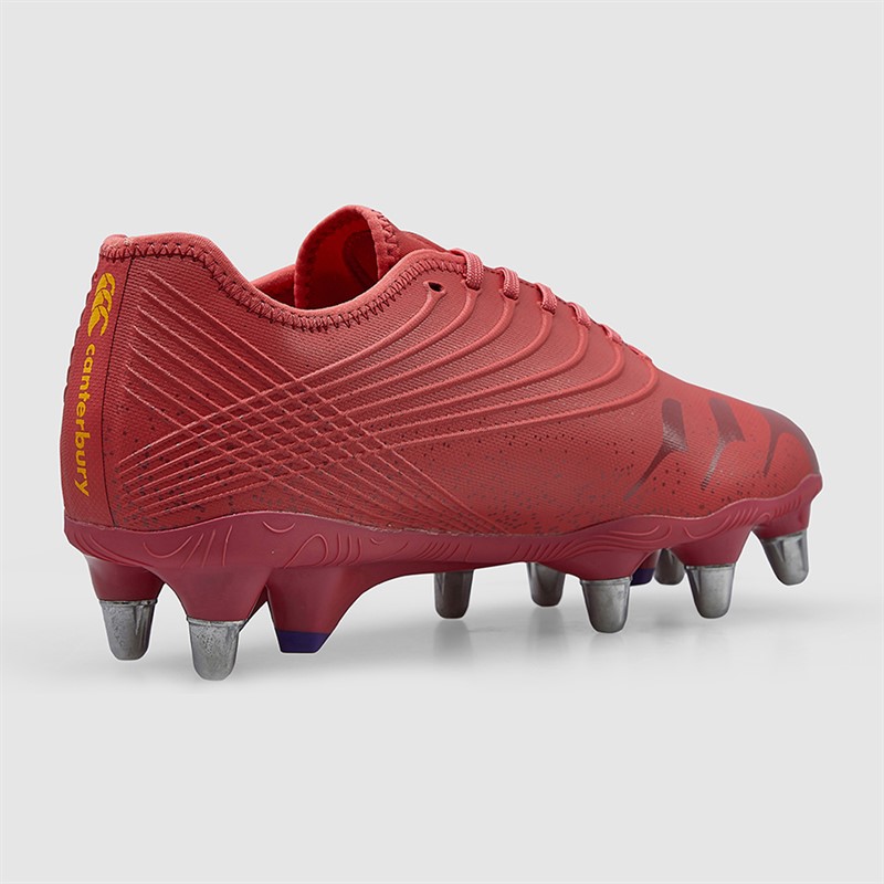 Canterbury Mens Stampede GRNDBRK Pro SG Soft Ground Rugby Boots Purple/Orange