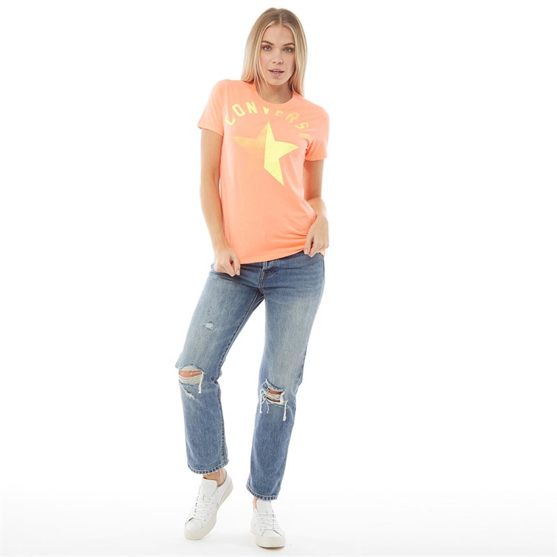 converse t shirt womens orange