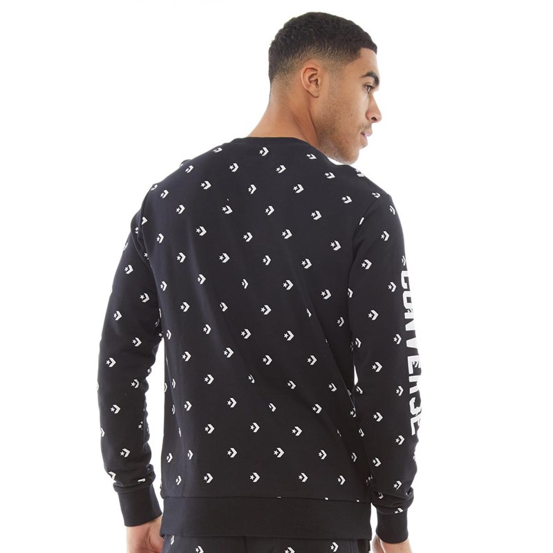 Converse Sweat Star Chevron Imprimé Graphique Crew Homme Noir Sweat Graphique Converse Star Chevron Noir