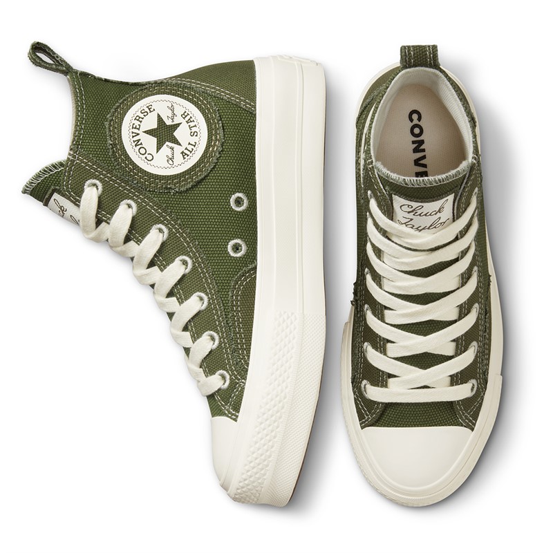 Converse Womens Chuck Taylor All Star Lift Platform Oversized Patch Trainers Utility/Egret/Egret