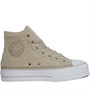 Converse Womens Chuck Taylor All Star Lift Platform Sherpa Hi-Top Trainers Beach Stone/Beach Stone/White