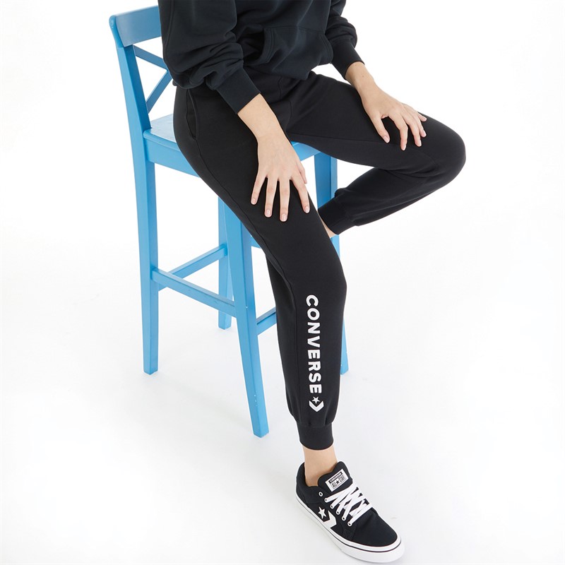 Converse Womens Wordmark Fleece Joggers Converse Black