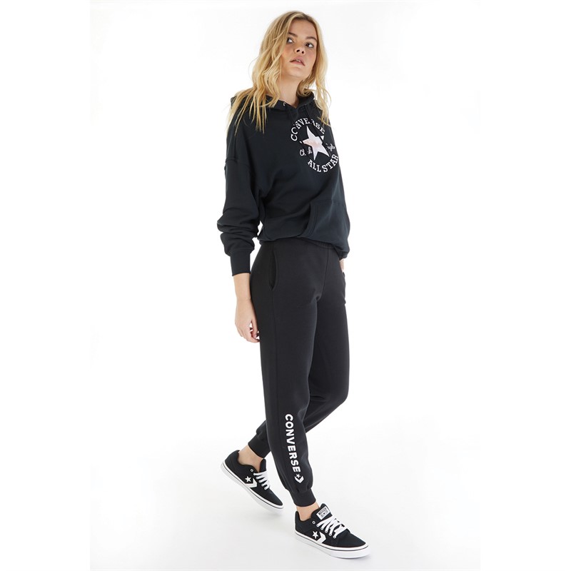 Converse Womens Wordmark Fleece Joggers Converse Black