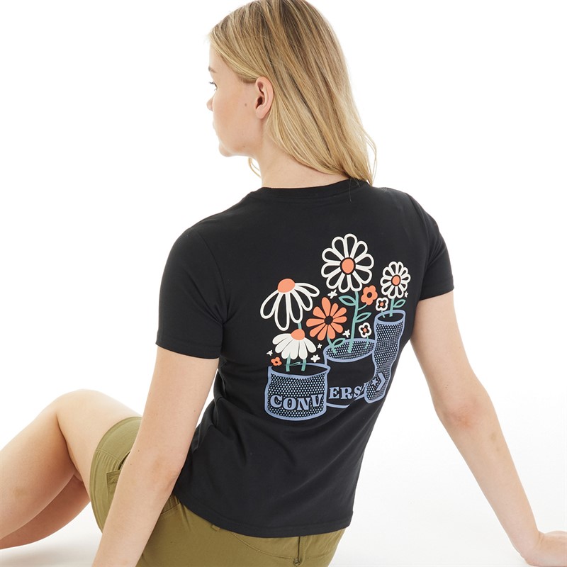 Converse Womens Spring Blooms T-Shirt Converse Black