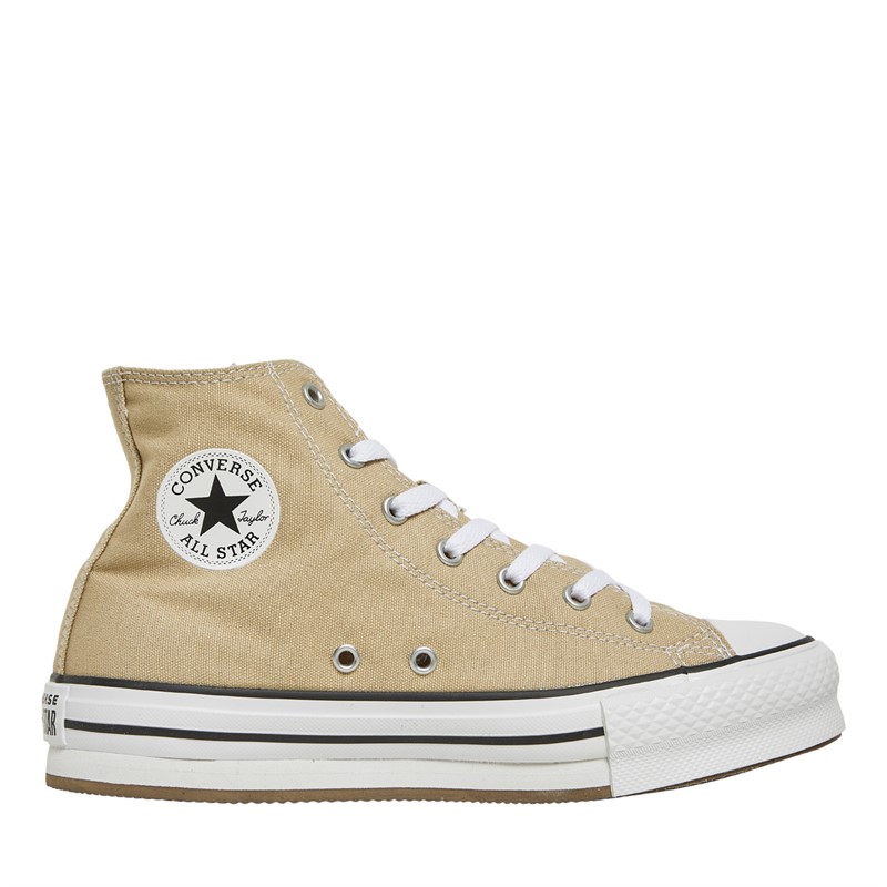 Converse Junior Chuck Taylor All Star Lift Platform Trainers Nutty Granola/White/Black