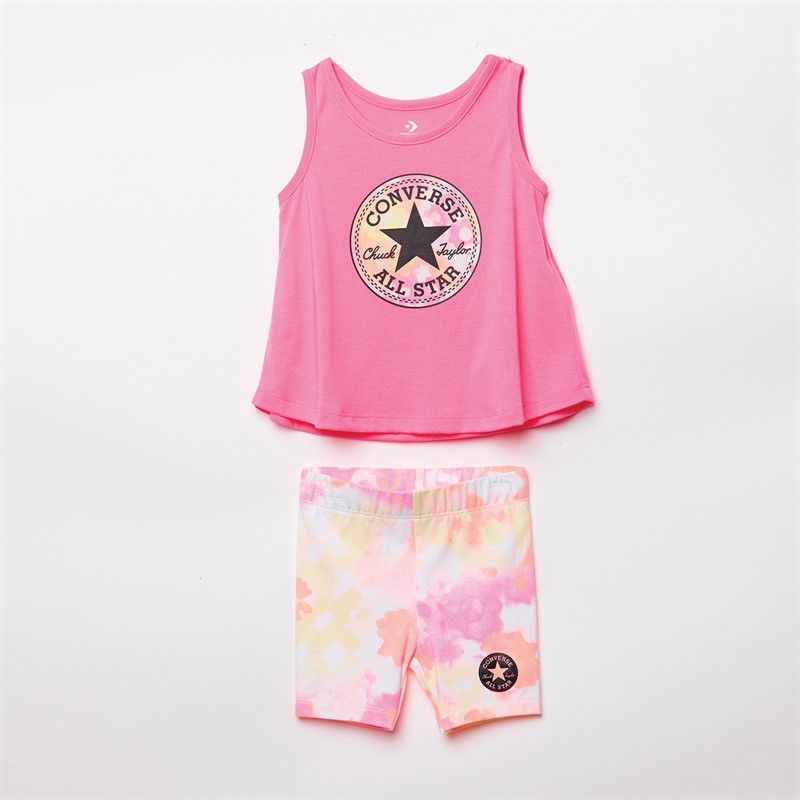 Converse Infant Girls Floral Tank And Shorts Digital Pink