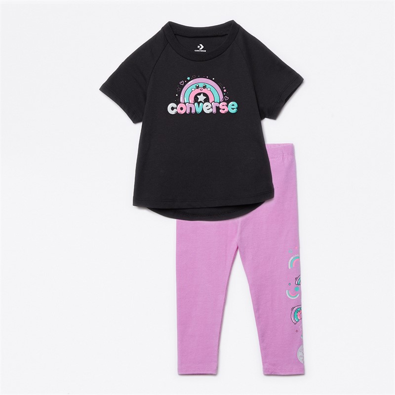 Converse Infant Girls Graphic T-Shirt And Leggings Set Grape Fizz