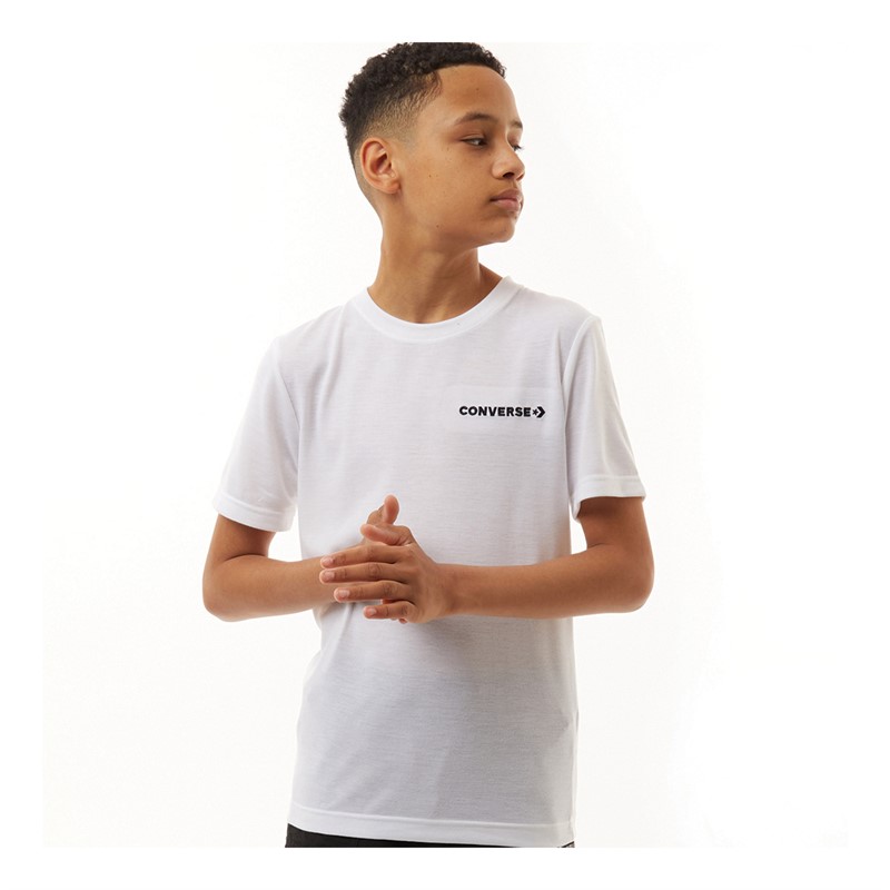 Converse Junior Boys Wordmark T-Shirt White