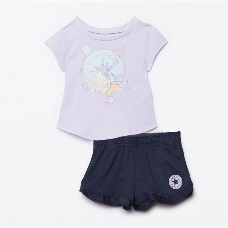 Converse Infant Girls Graphic T-Shirt And Shorts Set Converse Navy