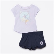 Converse Infant Girls Graphic T-Shirt And Shorts Set Converse Navy