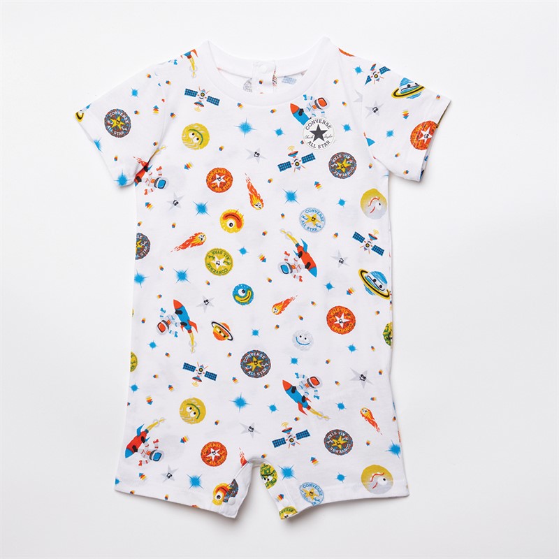 Converse Infant Boys Space Cruisers AOP Romper White