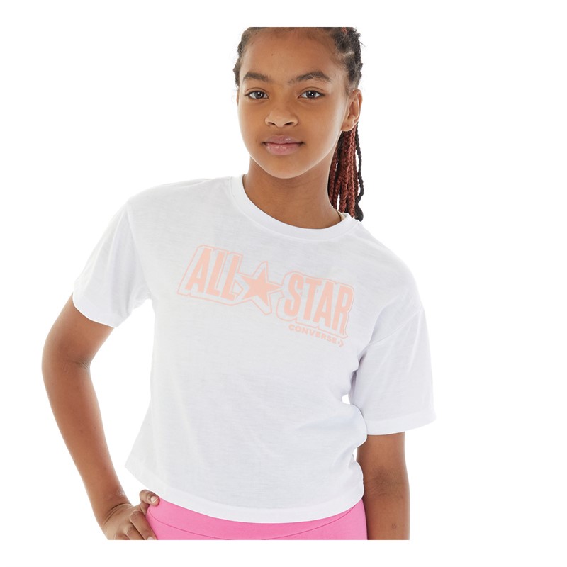 Converse Junior Girls All Star Graphic Boxy T-Shirt White