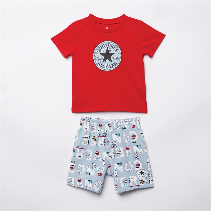 Converse Infant Boys Graphic T-Shirt And Shorts Set Light Armory Blue