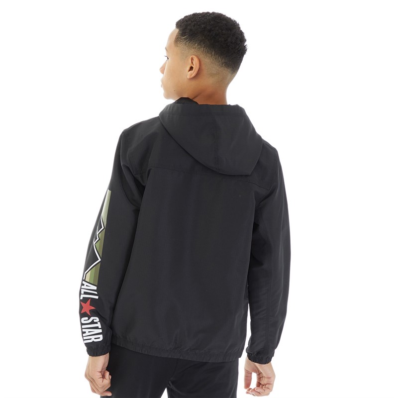 Converse Junior Boys Geared Up Hooded Jacket Black