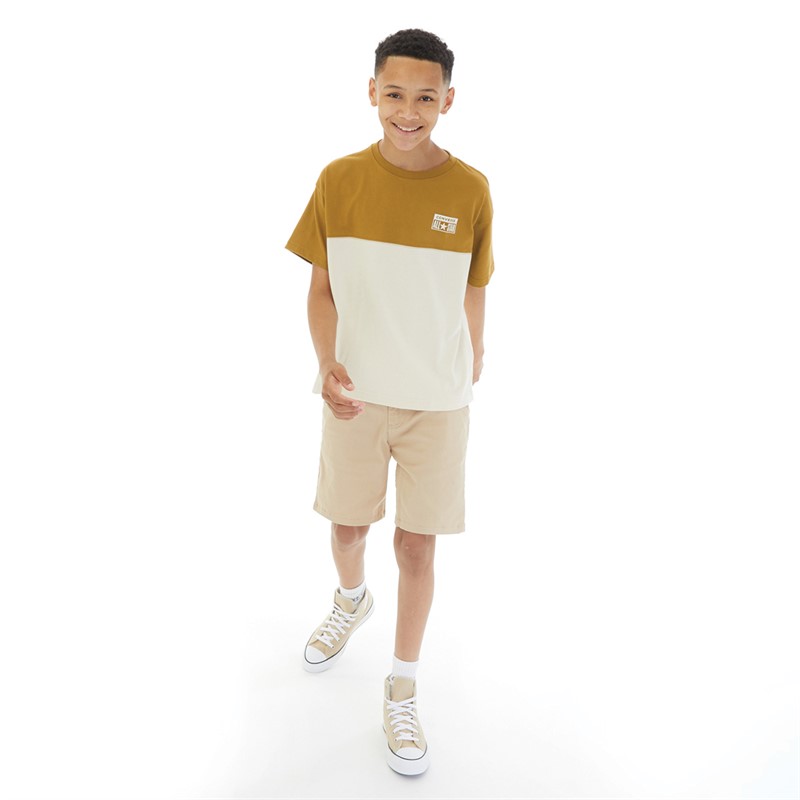 Converse Junior Boys Relaxed Colorblock T-Shirt Converse Natural Ivory